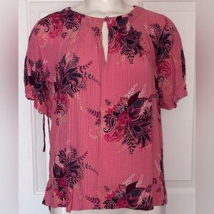LOFT Floral Paisley Tie Back Blouse Women’s size Large